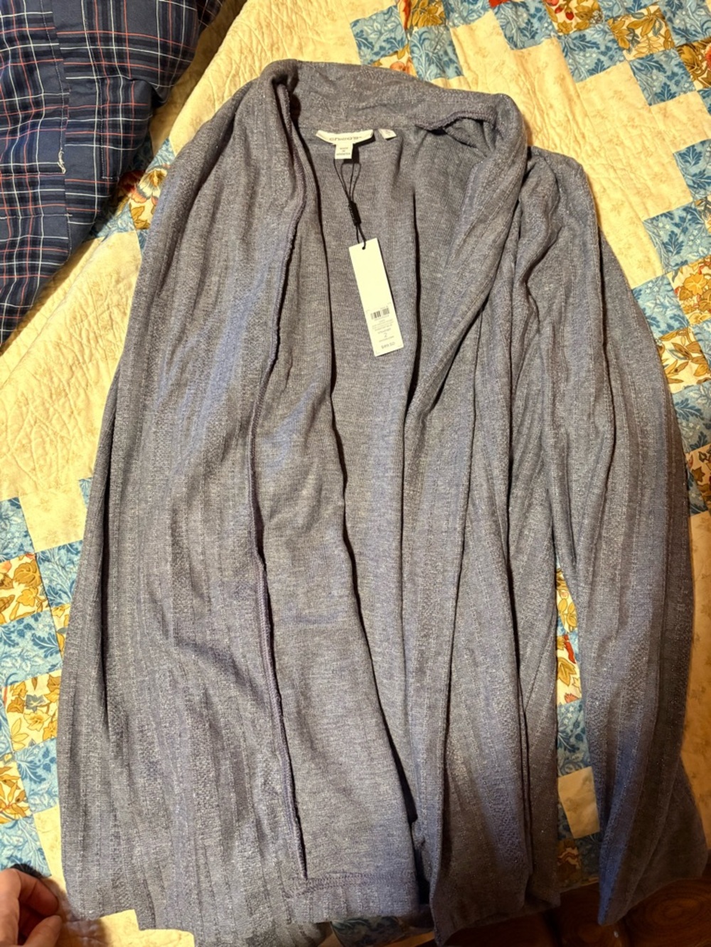 Chico's Shimmery Heather Gray Open Cardigan